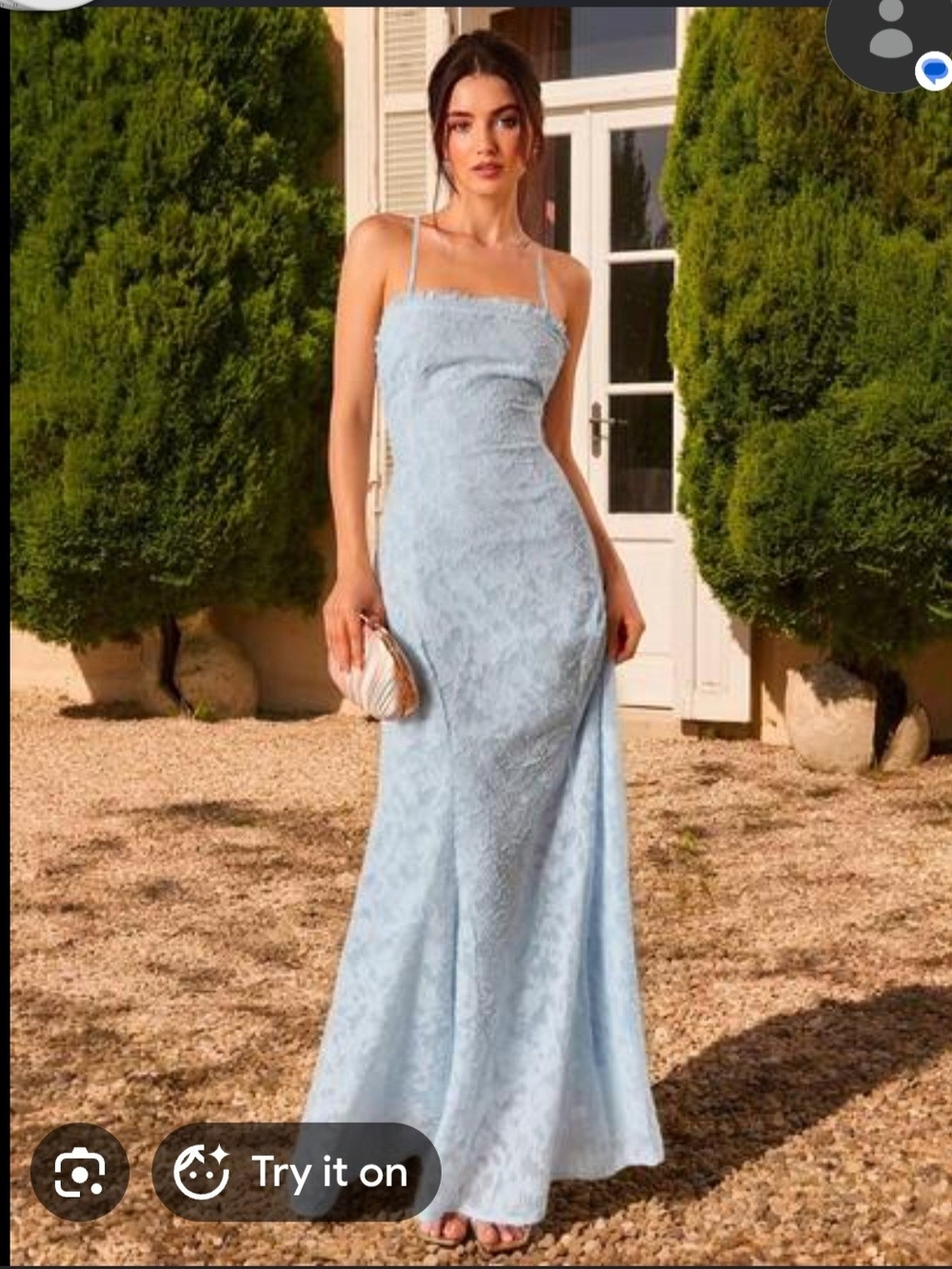 SHEIN Light Blue Strapless Lace Evening Dress